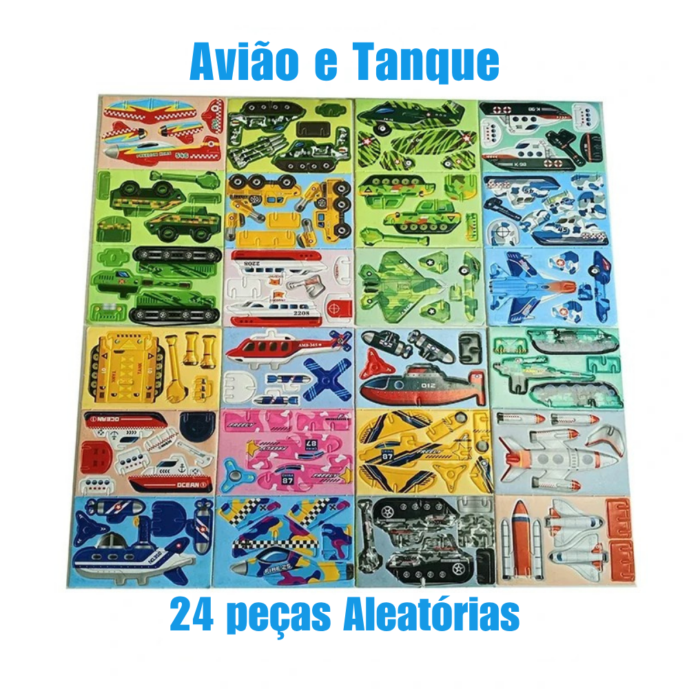 Conjunto 30 Quebra-Cabeça 3D Animais Brinquedo Montável de Papel - Presente Infantil Interativo