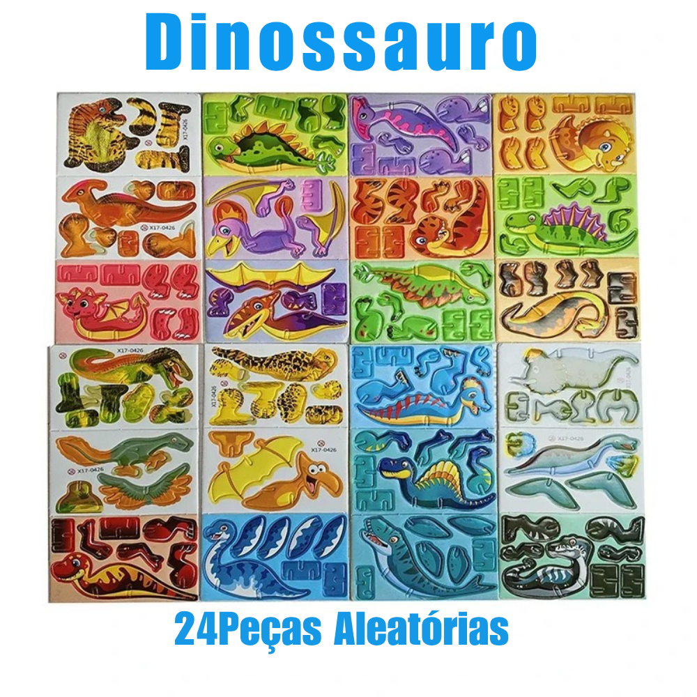 Conjunto 30 Quebra-Cabeça 3D Animais Brinquedo Montável de Papel - Presente Infantil Interativo