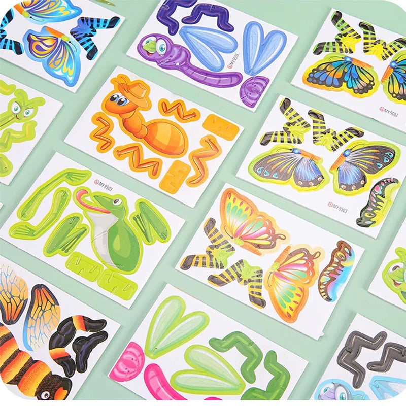 Conjunto 30 Quebra-Cabeça 3D Animais Brinquedo Montável de Papel - Presente Infantil Interativo