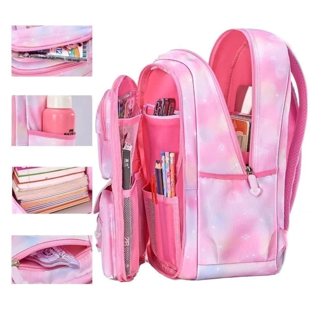 MOCHILA ESCOLAR ENCANTO ROSA TIE DYE