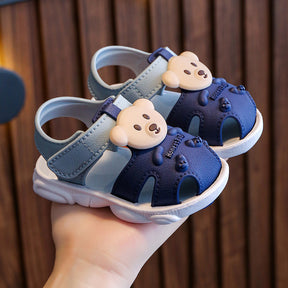 2025 new summer solid color bear children's shoes sandals large children's soft bottom anti-slip shoes factory supply