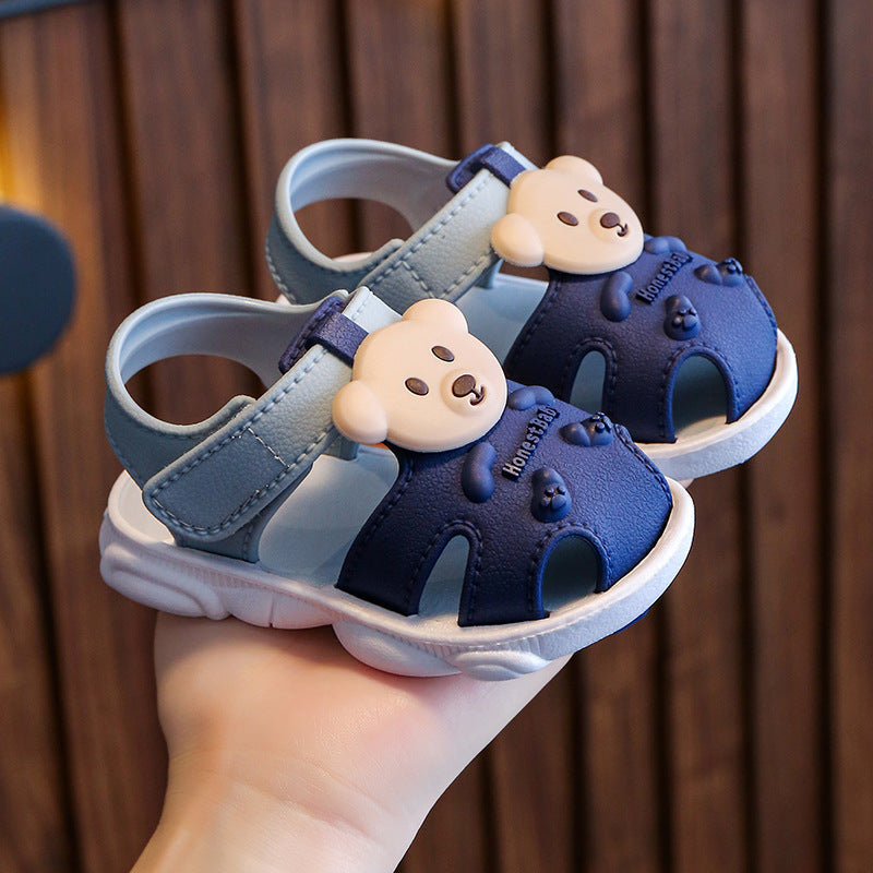 2025 new summer solid color bear children's shoes sandals large children's soft bottom anti-slip shoes factory supply