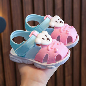 2025 new summer solid color bear children's shoes sandals large children's soft bottom anti-slip shoes factory supply