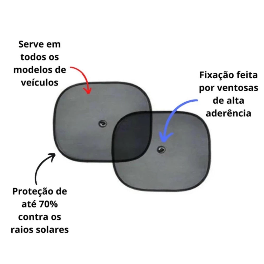 Protetor Solar 2 Unidades Tapa Sol Carro Vidro Lateral Criança Bebê Com Ventosa