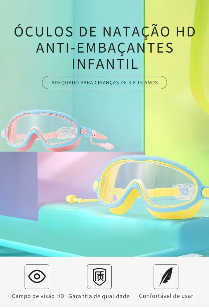 Óculos Natação Infantil+ PROTETOR AURICULAR   [NA COMPRA DO 2 ÓCULOS GANHE  10% DE DESCONTO]