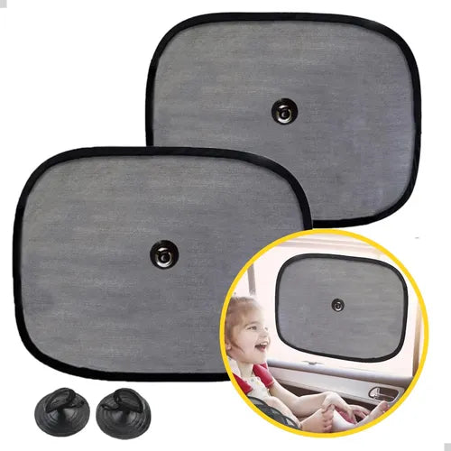 Protetor Solar 2 Unidades Tapa Sol Carro Vidro Lateral Criança Bebê Com Ventosa