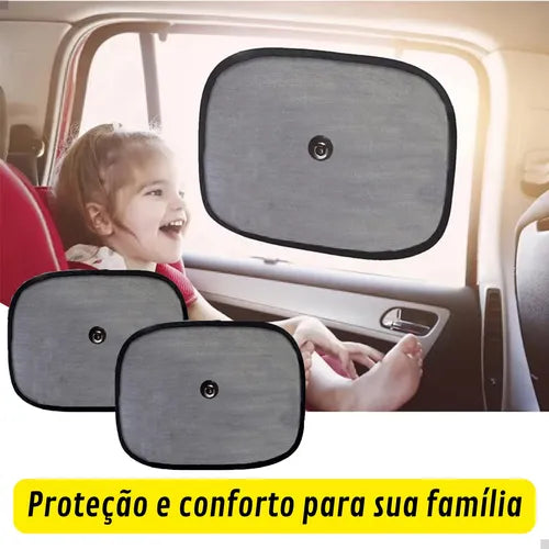 Protetor Solar 2 Unidades Tapa Sol Carro Vidro Lateral Criança Bebê Com Ventosa