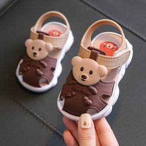 2025 new summer solid color bear children's shoes sandals large children's soft bottom anti-slip shoes factory supply