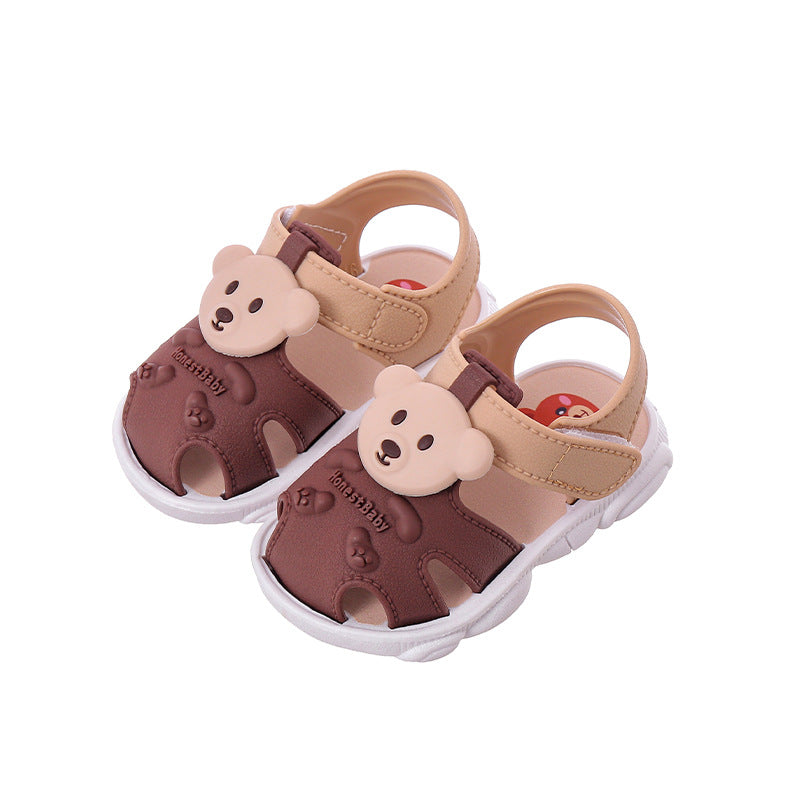 2025 new summer solid color bear children's shoes sandals large children's soft bottom anti-slip shoes factory supply