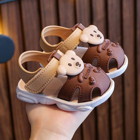 2025 new summer solid color bear children's shoes sandals large children's soft bottom anti-slip shoes factory supply