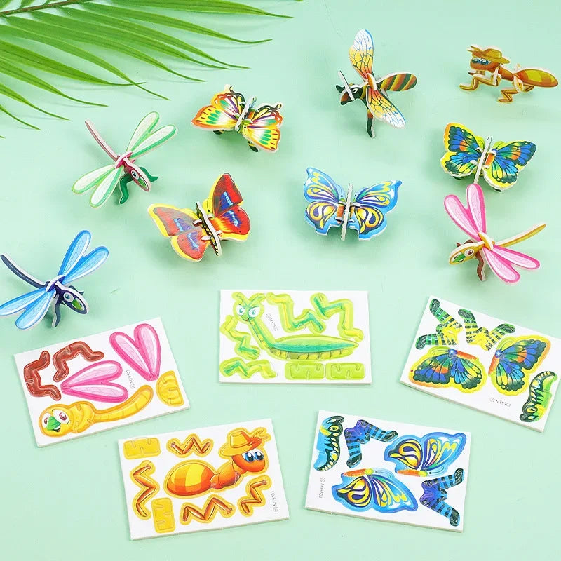 Conjunto 30 Quebra-Cabeça 3D Animais Brinquedo Montável de Papel - Presente Infantil Interativo