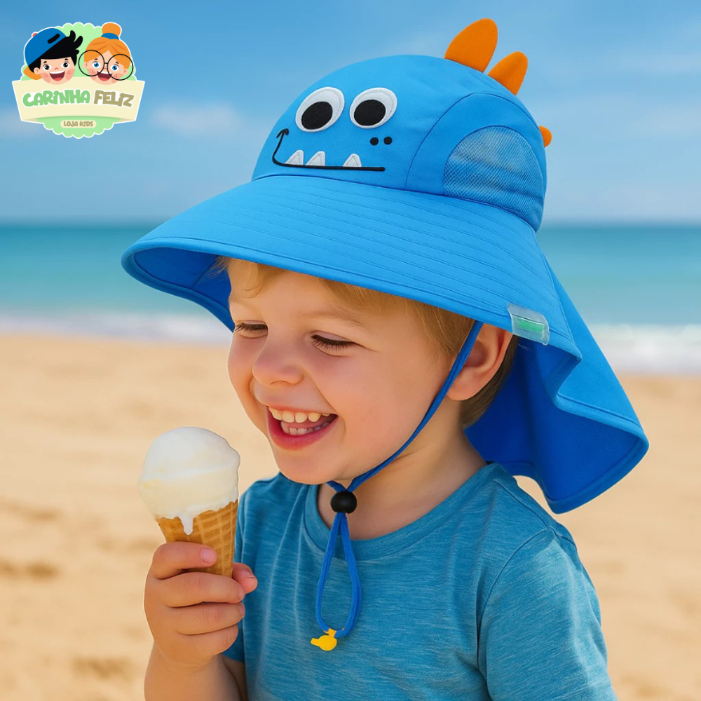 Chapéu De Sol De Aba Larga Para Crianças De Verão Boné De Praia Com Proteção UV Idades De 3 A 8 Anos