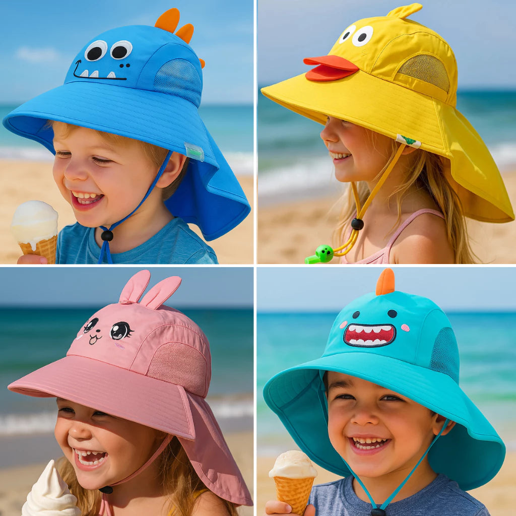 Chapéu De Sol De Aba Larga Para Crianças De Verão Boné De Praia Com Proteção UV Idades De 3 A 8 Anos