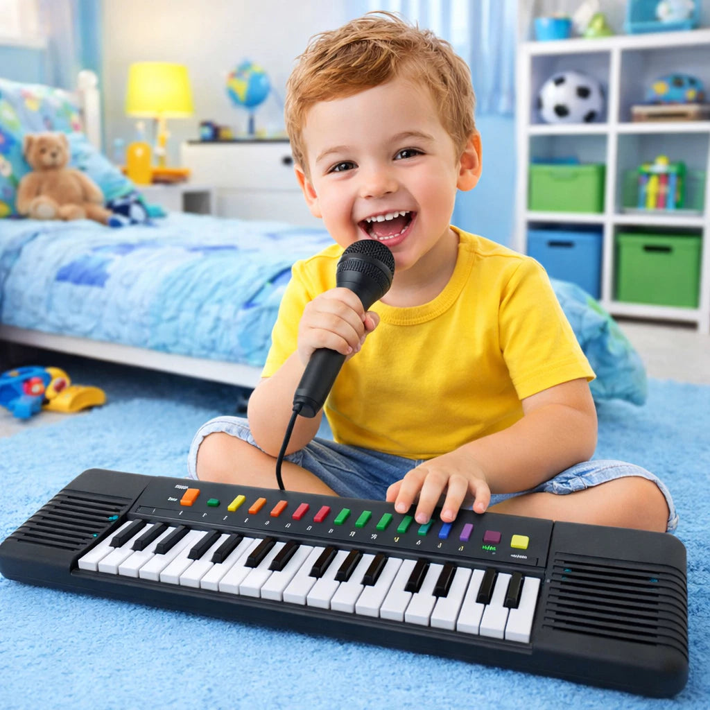 TECLADO PIANO MUSICAL INFANTIL COM MICROFONE KARAOKÊ