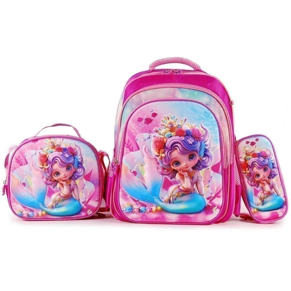 KIT BOLSA 3 PEÇAS ESCOLAR INFANTIL  [BOLSA, LANCHEIRA E ESTOJO] ESTAMPA 3D COM LUZES DE LED