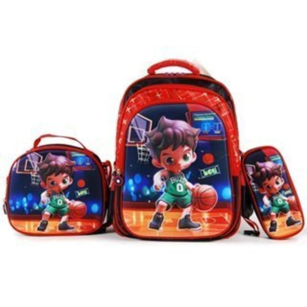 KIT BOLSA 3 PEÇAS ESCOLAR INFANTIL  [BOLSA, LANCHEIRA E ESTOJO] ESTAMPA 3D COM LUZES DE LED