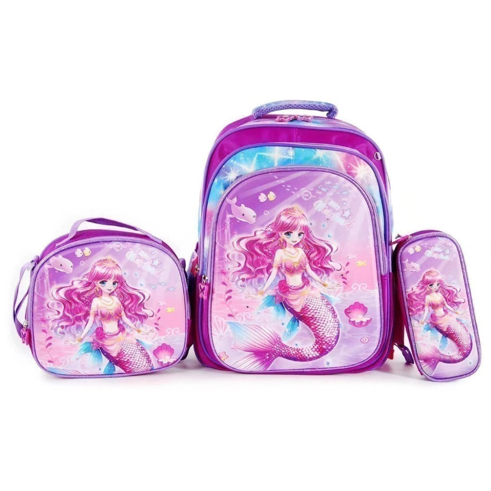 KIT BOLSA 3 PEÇAS ESCOLAR INFANTIL  [BOLSA, LANCHEIRA E ESTOJO] ESTAMPA 3D COM LUZES DE LED