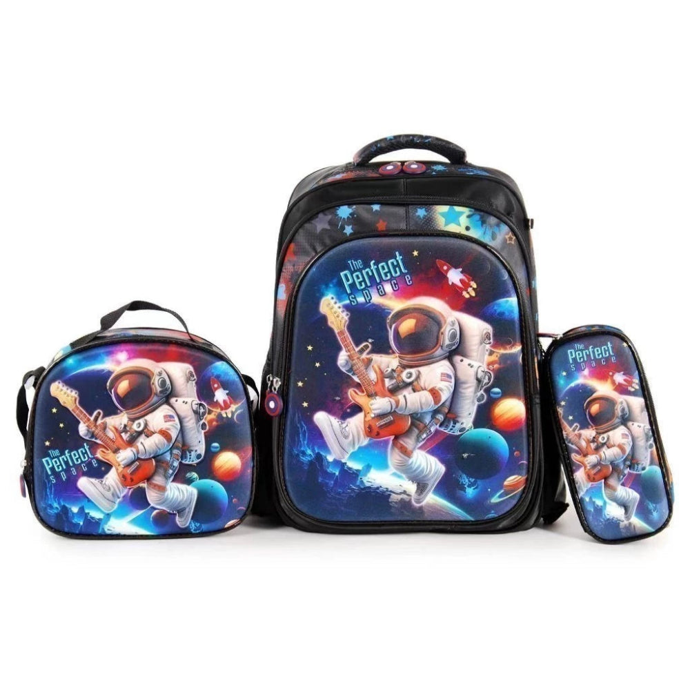 KIT BOLSA 3 PEÇAS ESCOLAR INFANTIL  [BOLSA, LANCHEIRA E ESTOJO] ESTAMPA 3D COM LUZES DE LED